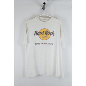 Hard Rock Cafe White T-Shirt with Yellow Logo - San Francisco